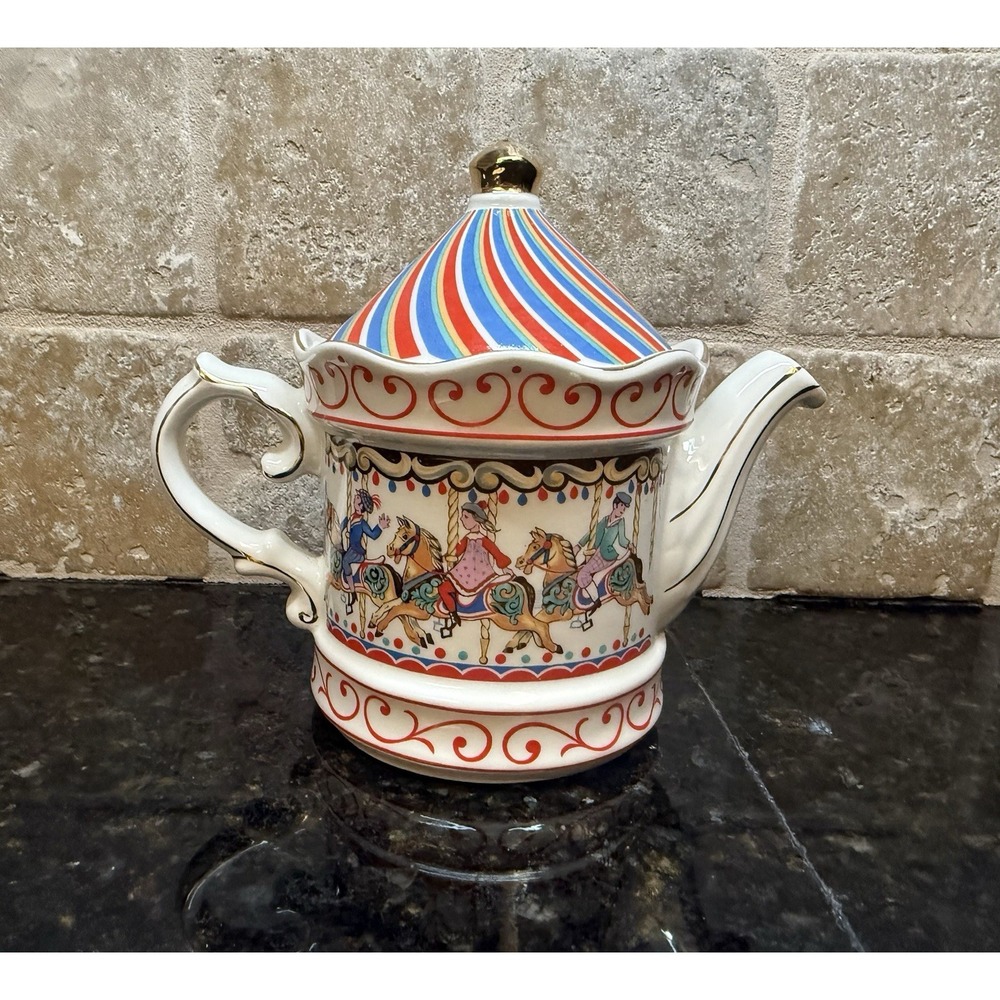 Vintage Sadler Edwardian Windsor Band Carousel Circus Teapot Made In England